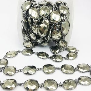 Pyrite Gunmetal Bezel 12-16mm Free Form Shape Connector Chain