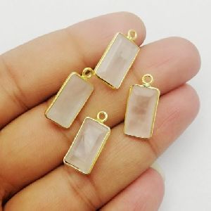 Rectangle Shape Gold Bezel Pendant