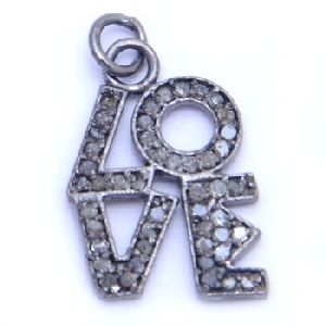 Trendy Pave Diamond LOVE Charm Pendant