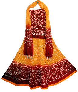 YELLOW RED GHAGRA CHOLI SET