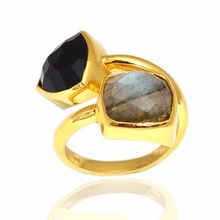 black onyx gold plated ring