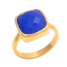 blue hydro quartz gold plated ring