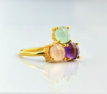 chalcedony gold plated fancy ring