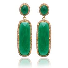 green onyx cz gold plated dangle earring