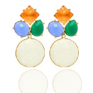 silver white milky gold plated earring