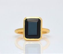Sterling Silver Black Onyx Gold Plated ring