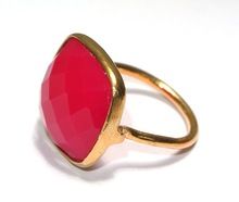 Sterling silver fuchsia gold plated ring
