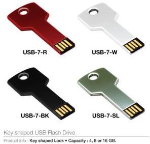 Metal Key Shaped USB Flash Drives, Capacity : 4, 8 & 16 GB.