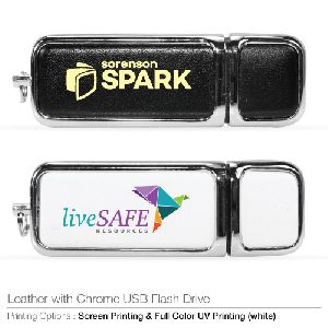 Leather with Chrome USB Flash Drives