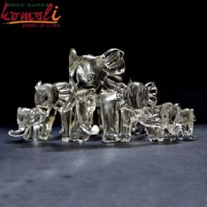 Elephants Glass Sculpture