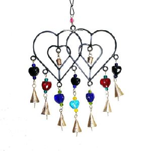 Twin heart-shaped wind chime metal craft