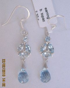 Blue topaz Silver Ear Rings