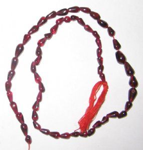 Garnet plain drop gem beads
