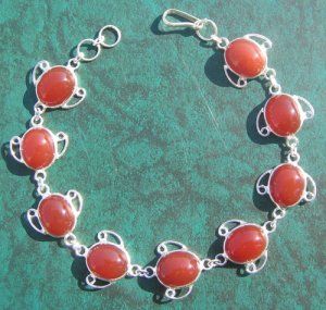 Red Onyx Silver Bracelet