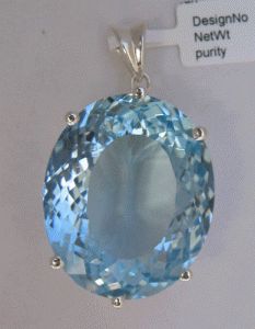 White gold Pendant White Sky Blue Topaz