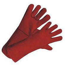 RED WELDING GLOVES WITH PIPING