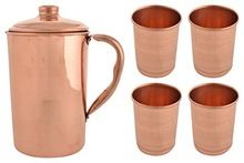 Copper Jar with Tumbler, 5 Pieces
