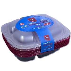 3-Comp Black and Red Hot Multipurpose Cont. Lid PP