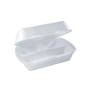 3-Comp. Foam Lunchbox w/ Hinge Lid - White