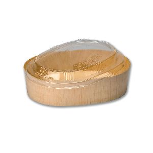 Oval Wooden Container 16oz Clear Lid