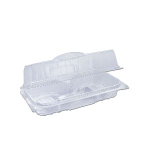 Pastripac 2-Comp Rectangular Clear Pastry Box w/ Handle