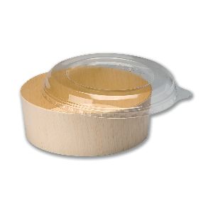 Round Wooden Container 12oz Clear Lid