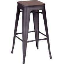 iron Bar stool with wooden seat