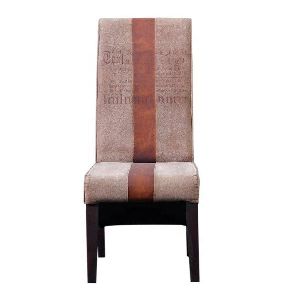 leather and Canvas High Back Dining Chair