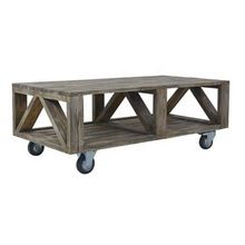 mango wood cart coffee table with wheels