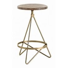 metal bar stool with round wooden seat