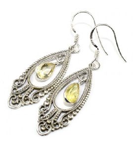 Actual Drop Pear Shape Citrine 925 Sterling Silver Earring
