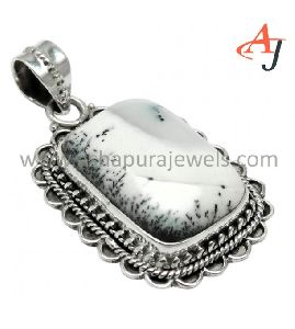 Handicraft !! Dandritic Opal Gemstone Silver Jewelry Pendant