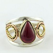 Impressive Pear Red Garnet Sterling Silver Ring