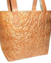 Embossed Leather Tote Bag.