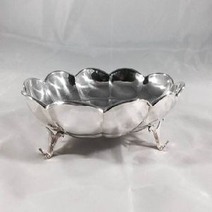 silver metal bowl