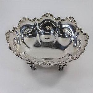 silver plated metal bowl