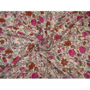 Modal printed fabric Ivory, pink,brown 44 inch wide-floral