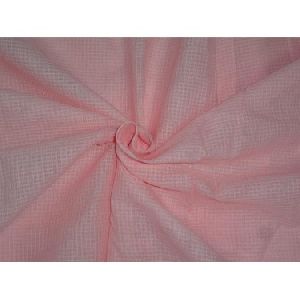 peachy pink cotton organdy 44 inch micro check/window pane design