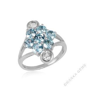 Blue topaz silver ring 925 sterling silver gemstone