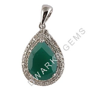 Sterling Silver Green Onyx Pendant