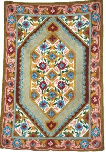 CHAINSTITCH TAPESTRY WOOLEN RUG, MULTICOLOR EMBROIDERY 2X3 FEET