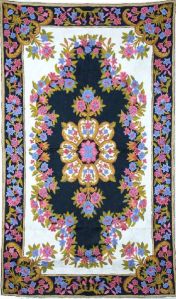 CHAINSTITCH TAPESTRY WOOLEN RUG, MULTICOLOR EMBROIDERY 3X5 FEET