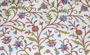 Custom Made Crewel Embroidered Fabric