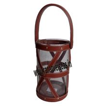 Glass Lantern With Leather Handles