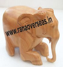 Wooden Plain Elephant Trunk Down Half Sitting,