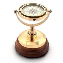 Antique Solid Brass Desk Compass -Gimbal Brass