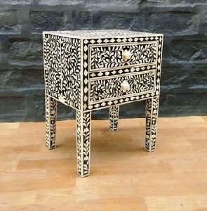 Bone Inlay Side Table,Handmade Bone Inlay Furniture