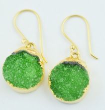 Green Color Druzy Earring