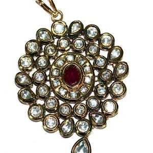 Sterling Silver Gold Plated Polki Pendant