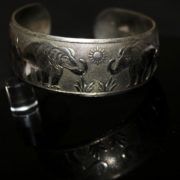 Sterling Silver Overlay Elephant Shade Printed Adjustable Bracelet